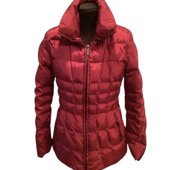 CALVIN KLEIN RED ZIP UP PUFFER WINTER FLEECE LINED COAT JACKET PXS - Picture 1 of 9